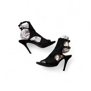 Forever Black Caged Laser Cut Open Toe Stillettos, Women's Size 8.5